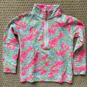 Lilly Pulitzer lobster print quarter zip pullover, size 4-5